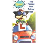Cardigan Cards Driving Test Congratulations Card, Cute Animal Character with Car and L-Plate Design