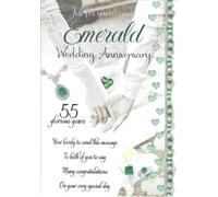Cardigan Cards Emerald Wedding Anniversary Greeting Card, 55th Anniversary, Green Hearts & Gem Design