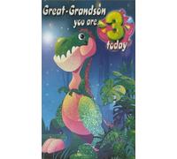 Cardigan Cards Great-Grandson 3rd Birthday Card, Glitter Dinosaur Design, Jungle Theme with Verse, Birthday Greeting Card with Envelope