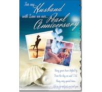 Cardigan Cards Pearl Anniversary Card for Husband, Romantic Beach Design with Verse, 30th Wedding Anniversary, Loving Words Collection