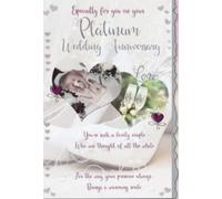 Cardigan Cards Platinum Wedding Anniversary Card, 70th Anniversary, Heart Design with Sentimental Verse, 23 x 15 cm