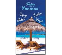 Cardigan Cards Retirement Card - Relaxing Tropical Beach Design - Flitter Finish - Retirement Congratulations Card