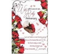 Cardigan Cards Ruby 40th Wedding Anniversary Card for Wife, Red Rose Design with Heart Motif, Large Format with Romantic Verse