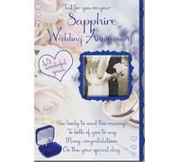 Cardigan Cards Sapphire Wedding Anniversary Card, 45th Anniversary Celebration, Glitter-Embellished Design