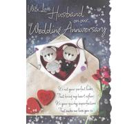 Cardigan Cards Wedding Anniversary Card for Husband, With Love Husband on Our Anniversary, Sentimental Verse with Heart and Teddy Bear Design