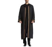 Cardigan For Men Muslim Plain Robe with Front Opening Arabic Men Worship Dress Cardigan Men Pockets, black, XXXL