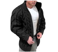 Cardigan for Men UK Chunky Knitted Thick Sweater TurtleneckButton Up Knitwear Fleece Thermal Sweaters Soft Cozy Outerwear Textured Ribbed Edge Cardigans Stylish Casual Overcoat