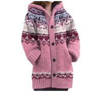Cardigan for Women UK Knitted Sweater Thick Long Sleeve Button Hoodies 3D Printed Colourful Sweaters Plus Size Coat with Pockets and Buttons Chunky Knit Floral Jacket Ladies Christmas Cardigans