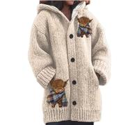 Cardigan for Women UK Knitted Sweater Thick Long Sleeve Button Hoodies 3D Printed Simple Pattern Plus Size Coat with Pockets and Buttons Colourful Christmas Sweaters