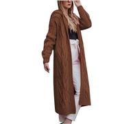 Cardigan for Women UK Sale Clearance Chunky Cable Knitted Sweater Long Sleeve Open Front Sweaters Coats Knit Jumper Long Jacket Cardigans Hooded Cardigans Knitwear Ribbed Cuffs Sweater Outerwear