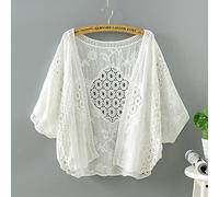 Cardigan For Women,Women'S Floral Lace Bolero Cardigan Cotton Plain Hollow Batwing Sleeve Shrug Jacket Open Front Summer Casual Loose Cardigan Elegant Lightweight Dresses Cover-Up,White,One Size Fit