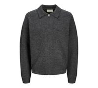 JACK & JONES Male Plain Cardigan, Dark Grey Blend, XXL