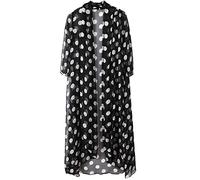 Cardigan Short Sleeve,Women'S Long Cardigan 3/4 Sleeves Vintage Polka Dots See-Through Cardigan Jacket Summer Long Open Front Black White Kimono Kaftans Bolero Swimsuit Cover-Up For Dresses,Black,L