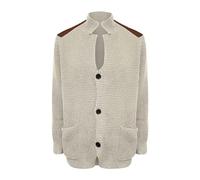 Cardigan Sweater For Men Uk, Solid Colour Long Sleeves Chunky Tops With Elbow Patches Shawl Collar Knitted Cardigan Jackets Slim Fit Vintage Button Down Jumpers With Pockets Mens Gift