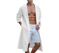Cardigan Trench Coat Men's Long Lightweight Coat with Single Breasted Loose Comfortable Quick-Drying Transition Jacket Urban Stylish Cardigan Classic Plain Streetwear
