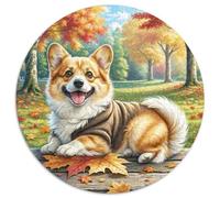 Cardigan Welsh Corgi 1000 Piece Round Puzzle for Adults Kids 14+ Cute Pets Jigsaw Puzzle Creative Unique Challenge Games Stress Reliever Difficult Challenge 1000pcs (67.5x67.5cm)