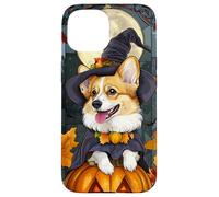 Cardigan Welsh Corgi Dog Halloween Pumpkin Witch Hat Case for iPhone 15