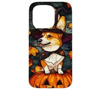 Cardigan Welsh Corgi Dog Halloween Pumpkin Witch Hat Case for iPhone 15 Pro