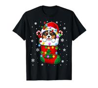 Cardigan Welsh Corgi Dog in Christmas Socks Cute Puppy Xmas Value Graphic T-Shirt