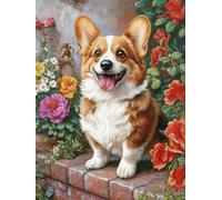 Cardigan Welsh Corgi Stamped Cross Stitch Kits for Beginners Adults - Preprinted 11CT Easy Pattern Needlepoint Kits, Arts and Crafts for Home Decor (11.8x15.7inch)