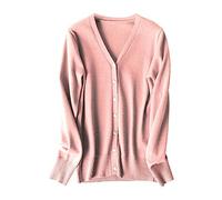 Cardigan Women's Cardigan Short Lightweight Cardigan Elegant Long Sleeve Classic V-Neck Knitted Coat with Buttons for Spring Summer Over Top Dress Summer Cardigans Sweatshirts, pink, XXL