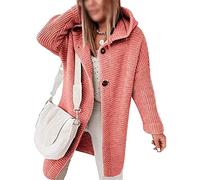Cardigan Women's Chunky Knit Cardigan Long Women's Cardigan Long Sleeve Chunky Cardigan Cardigan Hooded Winter Coats Long Cardigan Outwear Elegant Transitional Jacket (Color : Orange, Size : M)