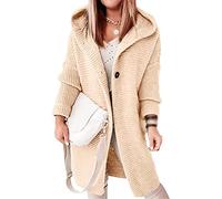 Cardigan Women's Chunky Knit Cardigan Long Women's Cardigan Long Sleeve Chunky Cardigan Cardigan Hooded Winter Coats Long Cardigan Outwear Elegant Transitional Jacket (Color : Beige, Size : S)