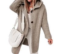 Cardigan Women's Chunky Knit Cardigan Long Women's Cardigan Long Sleeve Chunky Cardigan Cardigan Hooded Winter Coats Long Cardigan Outwear Elegant Transitional Jacket (Color : Khaki, Size : L)