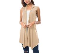 Cardigan Women's Elegant Long Cardigan Black Knitted Vest Women's Sleeveless Summer Jacket Plain Knitted Coat Casual Knitted Ponchos Transition Jacket Beach Kimono Comfortable Thin Knitted Cardigan