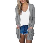 Cardigan Women's Long Linen Knitted Coat Women's Plain Knitted Coat Long Wraps Summer Jacket Long Sleeve Draped Thin Jackets Casual Elegant Knitted Cardigan Versatile Shirt, gray, 3XL
