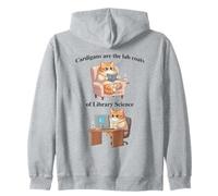 Cardigans Are The Lab Coats of Library Science, cute cat Zip Hoodie