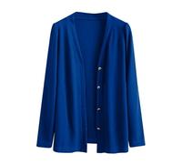 Cardigans for Women Elegant Cardigan Women's Long Large Sizes Cardigan V Neck Pullover Long Sleeve Knitted Coat with Buttons Fine Knitted Jacket Warm Knitted Cardigan Plain Fine Knit Coat, darkblue