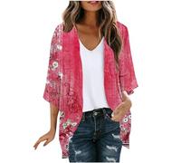 Cardigans for Women UK 3/4 Sleeve Cardigan Tops Sale Clearance Elegant Summer Kimono Cardigans Chiffon Beach Cover Up Graphic Shirts Vintage Casual Open Front Coats Boho Outwear Longline Blouse Tops