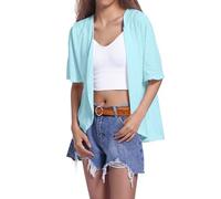 Cardigans for Women UK Bolero Elegant Ceremonial Bolero Cardigan 3/4 Sleeve Open Front Cardigan Soft Comfortable Eyelet Shrug Lightweight Casual Fashion All Match Outerwear Baggy Daily Clothes