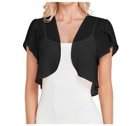 Cardigans For Women Uk Bolero Shrug Summer Chiffon Cropped Cardigan Tops Ruffle Open Front Sheer Half Sleeve Lightweight Jacket Open Front Shrugs Fashion Casual Shawl Beach Cover Up Wedding Dress