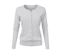 Cardigans for Women UK Button Down Sweater Long Sleeve Knitted Jumper | Cropped Sweatshirts Classic Crew Neck Knit Jacket Older Ladies Pullover Summer Coat Work Tops Office Wear Autumn Clothes