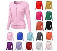 Cardigans for Women UK Button Down Sweater Long Sleeve Knitted Jumper | Cropped Sweatshirts Classic Crew Neck Knit Jacket Older Ladies Pullover Summer Coat Work Tops Office Wear Autumn Clothes