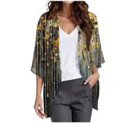 Cardigans For Women Uk Chiffon Summer Kimono Short Sleeve Open Front Beach Cardigan Hawaiian Floral Printed Lightweight Casual Chiffon Everyday Jacket Plus Size Beach Cover Up Elegant Sweat Boho Top
