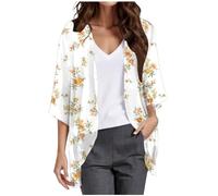 Cardigans For Women Uk Chiffon Summer Kimono Short Sleeve Open Front Beach Cardigan Hawaiian Floral Printed Lightweight Casual Chiffon Everyday Jacket Plus Size Beach Cover Up Elegant Sweat Boho Top