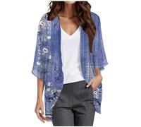 Cardigans For Women Uk Chiffon Summer Kimono Short Sleeve Open Front Beach Cardigan Hawaiian Floral Printed Lightweight Casual Chiffon Everyday Jacket Plus Size Beach Cover Up Elegant Sweat Boho Top