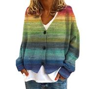 Cardigans for Women UK Cute Floral Print Buttons for Cardigan Colour Blocking Plus Size Crochet Cardiganes Casual V Neck Ladies Jumpers Spring Fall Loose Long Sleeve Tops Women Sale