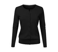 Cardigans for Women UK Long Sleeve Jumper Tops Thermal Fleece Lightweight Sweater Basic Solid Color Knit Jumpers Fall Winter Comfort Stretchy Dressy Sweatshirt Long Cardigans for Women UK Black
