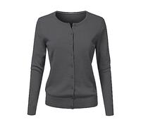 Cardigans for Women UK Long Sleeve Jumper Tops Thermal Fleece Lightweight Sweater Basic Solid Color Knit Jumpers Fall Winter Comfort Stretchy Dressy Sweatshirt Women Cardigan Dark Gray