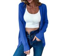 Cardigans for Women UK, Long Sleeve Lightweight Cardigans Button Down V Neck Fine Knit Cardigan Soft Jacket Cozy Top Fall Outerwear Open Front Tops with Pocket for Ladies