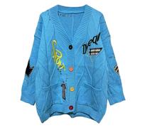 Cardigans for Women UK Long Sleeve V Neck Cable Knit Sweater Colorful Open Front Button Embroidered Knitted Cardigans Loose Lightweight Jumper Knitwear Outerwear