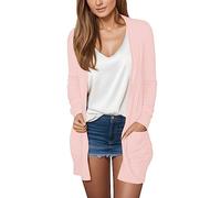 Cardigans for Women UK Plain Long Sleeve Tops V-Neck Sweaters Vest 3/4 Batwing Women's Solid Button Down Coat Comfort Ladies Cardigan Summer/Autumn/Winter Pink