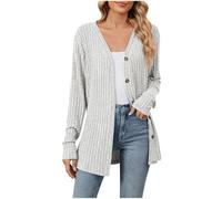 Cardigans for Women UK Sale Elegant Casual Long Sleeve Cardigan Jacket Button Down V Neck Knit Outerwear Open Front Tops with Pocket Solid Knitted Coats Lightweight Outwear Going Out Knitted Sweater