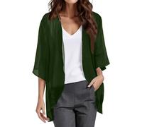 Cardigans For Women Uk Sheer Shrug Top 3/4 Sleeve Summer Kimono Loose Open Front Kimono Cardigans Baggy Lightweight SweatShirt Casual Elegant Capes UV Protection Lightweight Soft Cool Beach Cover Up