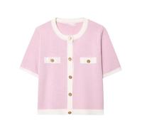 Cardigans for Women UK Short-Sleeve Crew Neck Buttoned Pocket Knit Sweaters Open Front Autumn Winter Loose Fit Draped Cardigan Casual Soft Cosy Comfy Warm Trendy Classic Lovely Jackets Jumpers