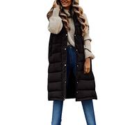 Cardigans For Women Uk Sleeveless Long Vest For Women Lightweight Puffer Down Coat Gilet Button Jacket Warm Puffer Solid Color Vest Hooded Down Coats Casual Fashion Coat Winter Outerwear